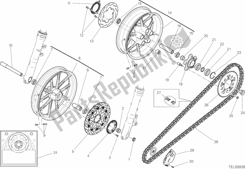 Toutes les pièces pour le Ruota Anteriore E Posteriore du Ducati Scrambler Sixty2 Thailand USA 400 2016